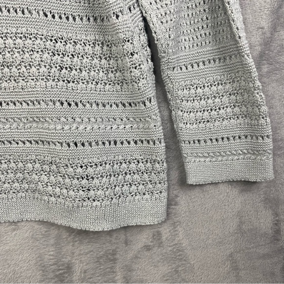 J. Jill Knit Crochet Aluminum Color Pull Over. Silver. Women’s size  ExLarge. - Picture 4 of 7